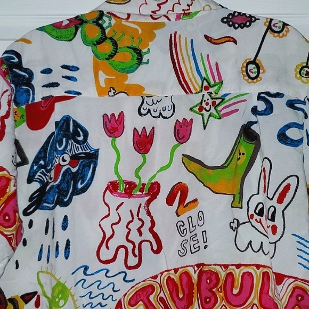 Urban Outfitters Men's Doodle Short Sleeve Shirt Size Medium - Picture 8 of 10